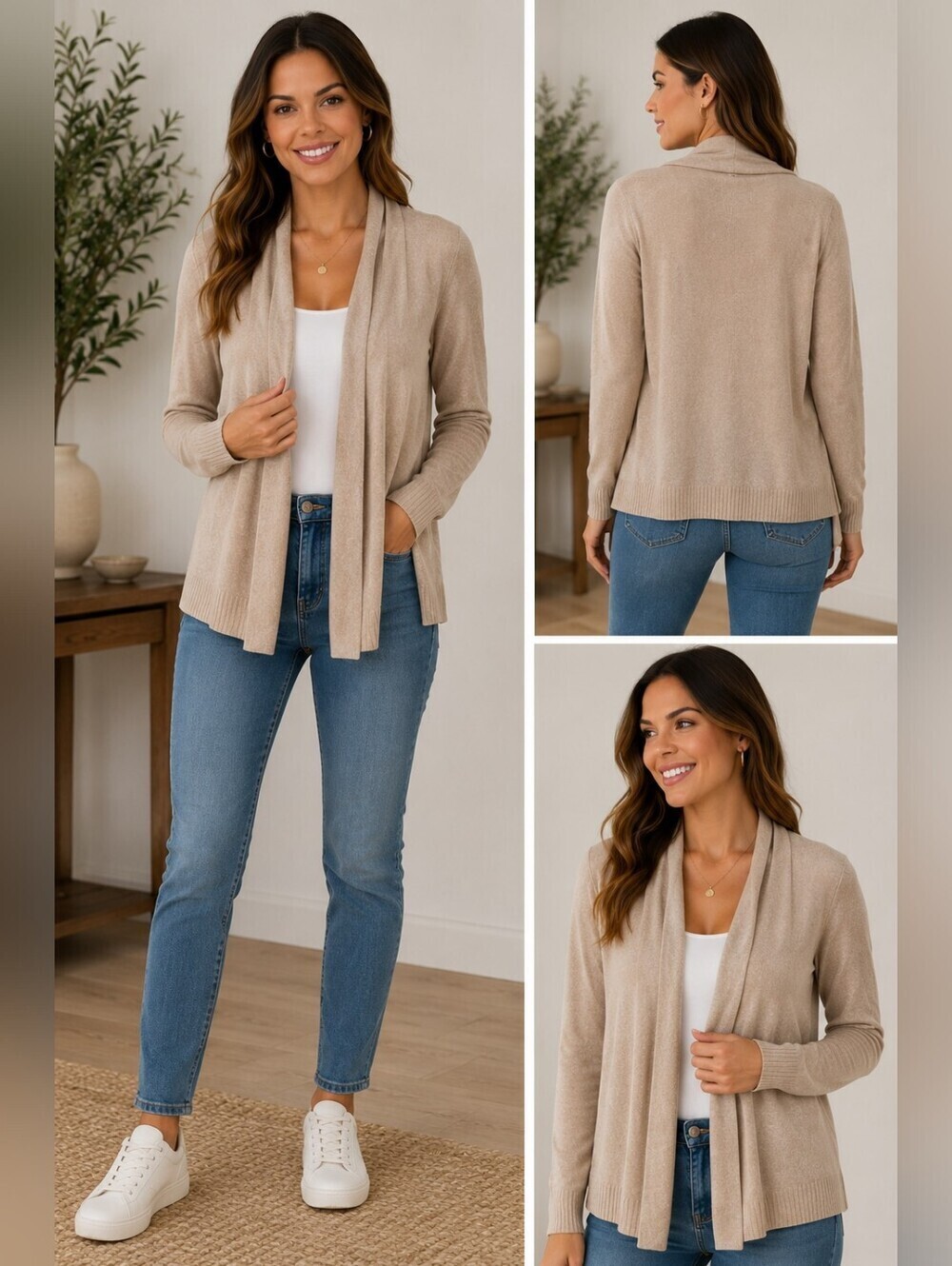KAOS Made in Italy Women’s Cardigan Sweater Beige Tan Wool Cashmere Small